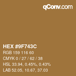 Color code: HEX #9F743C | qconv.com