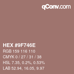 Color code: HEX #9F746E | qconv.com