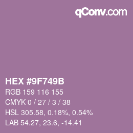 Color code: HEX #9F749B | qconv.com
