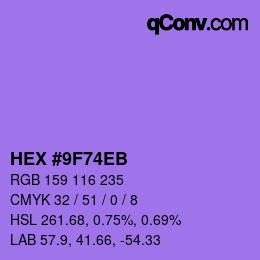 Color code: HEX #9F74EB | qconv.com