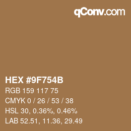 Color code: HEX #9F754B | qconv.com