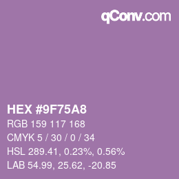 Color code: HEX #9F75A8 | qconv.com