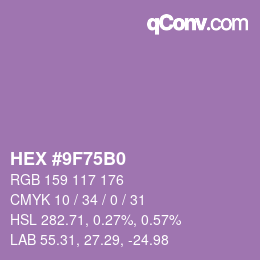 颜色代码: HEX #9F75B0 | qconv.com