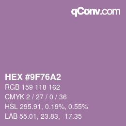 Color code: HEX #9F76A2 | qconv.com