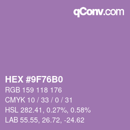 Color code: HEX #9F76B0 | qconv.com