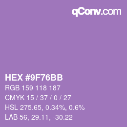 Color code: HEX #9F76BB | qconv.com