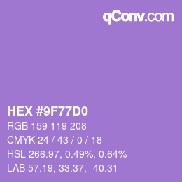 颜色代码: HEX #9F77D0 | qconv.com