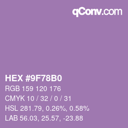 カラーコード: HEX #9F78B0 | qconv.com