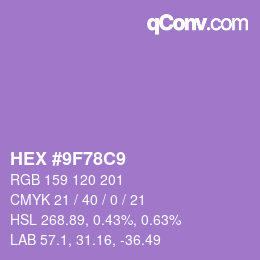 Color code: HEX #9F78C9 | qconv.com