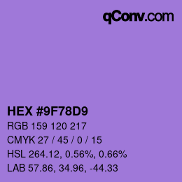 Color code: HEX #9F78D9 | qconv.com