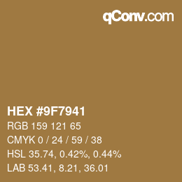 Código de color: HEX #9F7941 | qconv.com