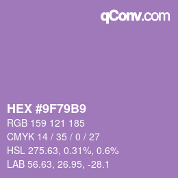 カラーコード: HEX #9F79B9 | qconv.com