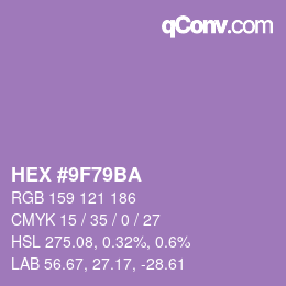 Farbcode: HEX #9F79BA | qconv.com