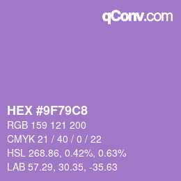 Color code: HEX #9F79C8 | qconv.com