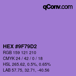 Color code: HEX #9F79D2 | qconv.com