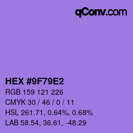 颜色代码: HEX #9F79E2 | qconv.com