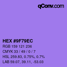 Color code: HEX #9F79EC | qconv.com