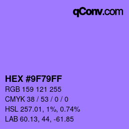 Color code: HEX #9F79FF | qconv.com