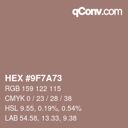 Color code: HEX #9F7A73 | qconv.com