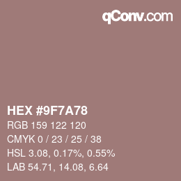 Color code: HEX #9F7A78 | qconv.com