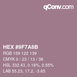 カラーコード: HEX #9F7A8B | qconv.com