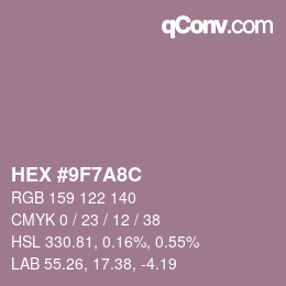 Color code: HEX #9F7A8C | qconv.com
