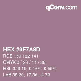 Color code: HEX #9F7A8D | qconv.com