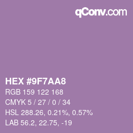 Color code: HEX #9F7AA8 | qconv.com