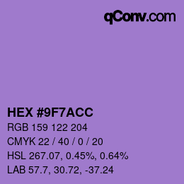 カラーコード: HEX #9F7ACC | qconv.com