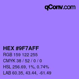 Color code: HEX #9F7AFF | qconv.com