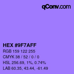 カラーコード: HEX #9F7AFF | qconv.com