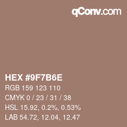 Color code: HEX #9F7B6E | qconv.com
