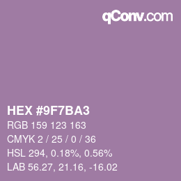 Color code: HEX #9F7BA3 | qconv.com