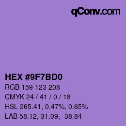 Color code: HEX #9F7BD0 | qconv.com