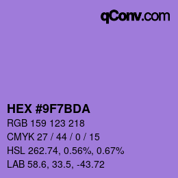 カラーコード: HEX #9F7BDA | qconv.com