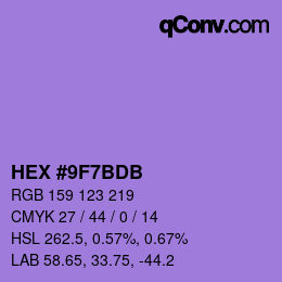 颜色代码: HEX #9F7BDB | qconv.com