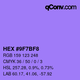 Color code: HEX #9F7BF8 | qconv.com