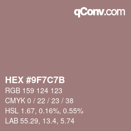 Color code: HEX #9F7C7B | qconv.com