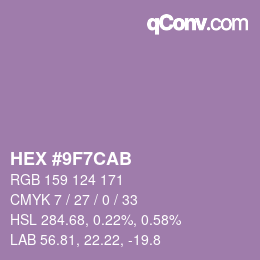 Color code: HEX #9F7CAB | qconv.com