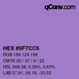 Color code: HEX #9F7CC6 | qconv.com