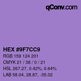 カラーコード: HEX #9F7CC9 | qconv.com
