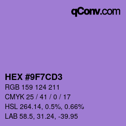 Color code: HEX #9F7CD3 | qconv.com