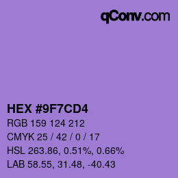 Color code: HEX #9F7CD4 | qconv.com