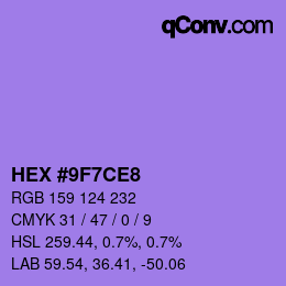 Color code: HEX #9F7CE8 | qconv.com