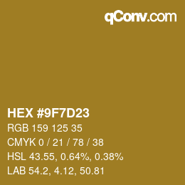 Código de color: HEX #9F7D23 | qconv.com