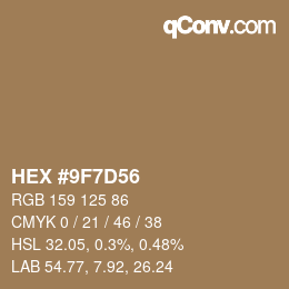 Farbcode: HEX #9F7D56 | qconv.com