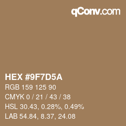 Color code: HEX #9F7D5A | qconv.com