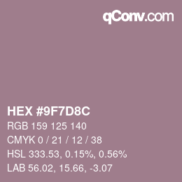 Color code: HEX #9F7D8C | qconv.com