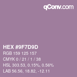 Color code: HEX #9F7D9D | qconv.com