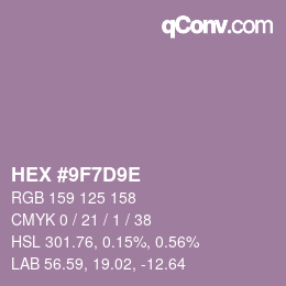 Color code: HEX #9F7D9E | qconv.com
